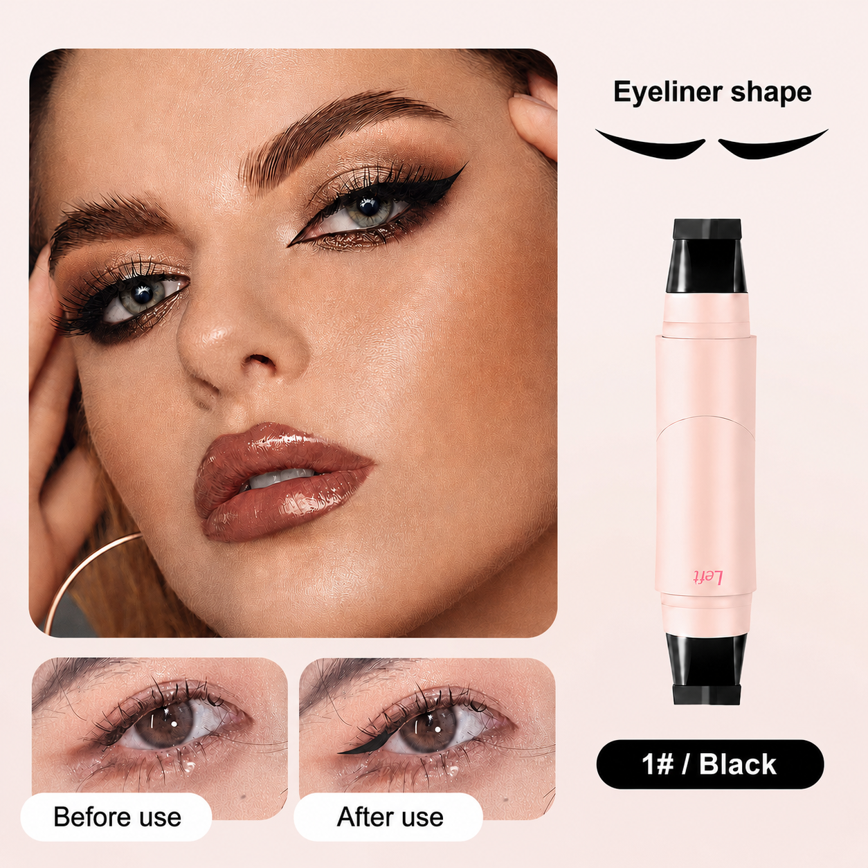 🔥Last Day-Buy 1 Get 1 Free🔥Rotating Waterproof Winged Eyeliner Stamp Pen