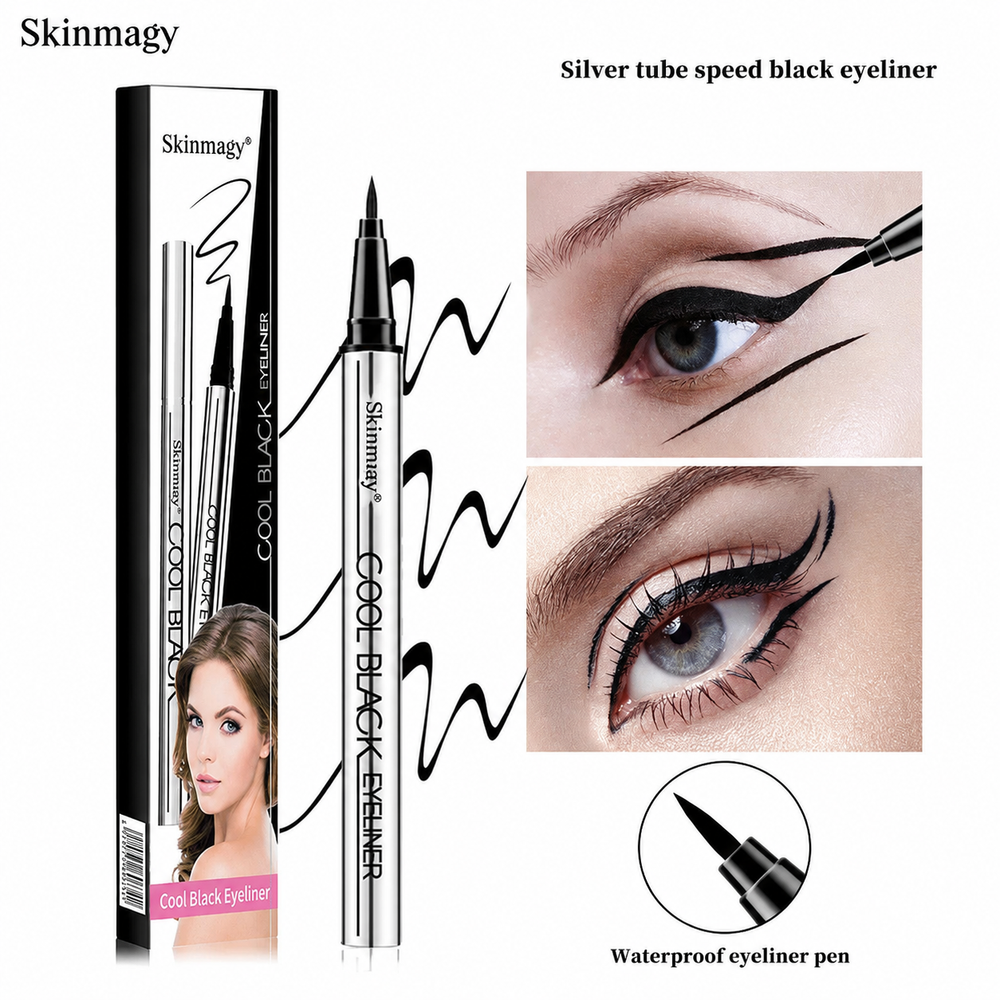 Sharp winged eyeliner look