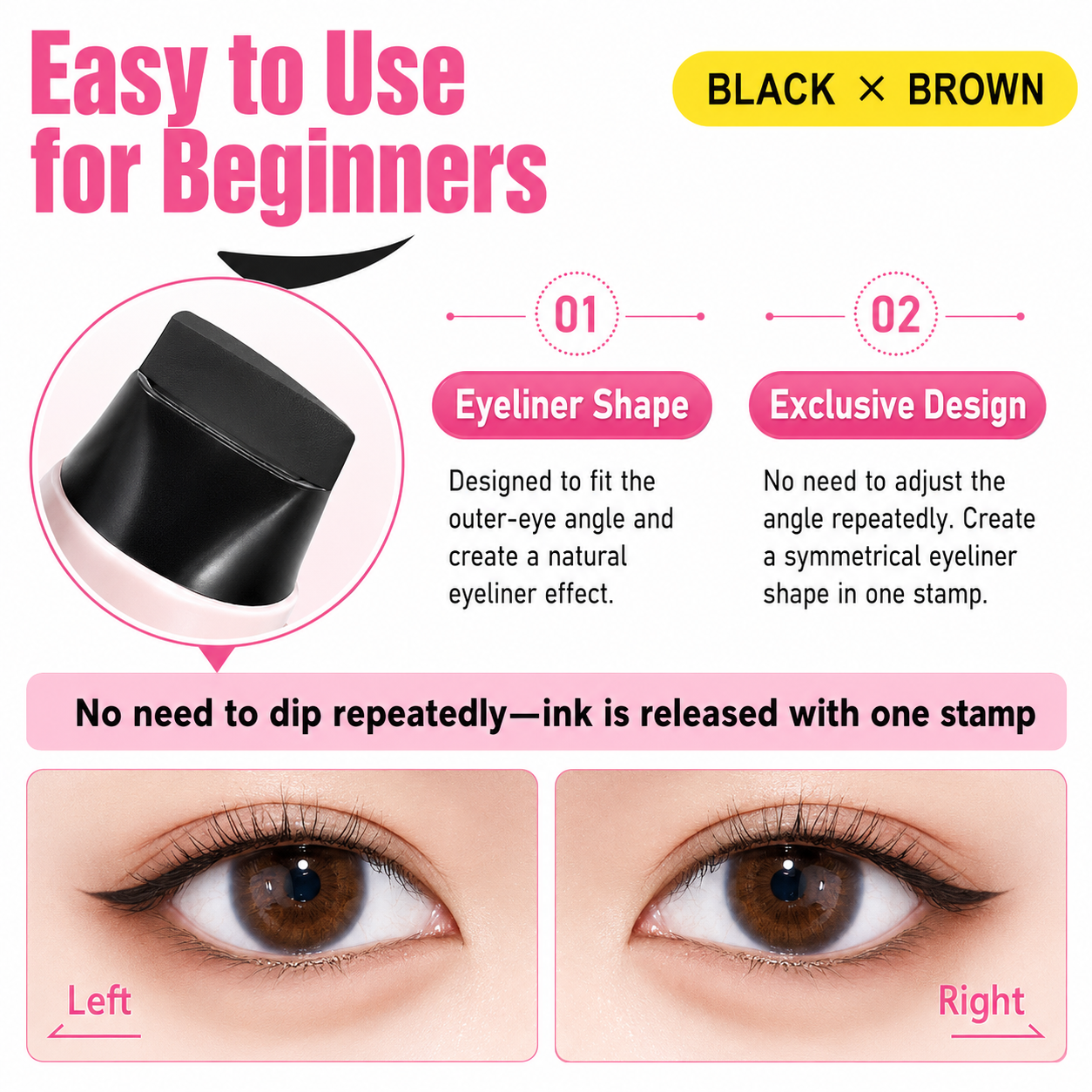 🔥Last Day-Buy 1 Get 1 Free🔥Rotating Waterproof Winged Eyeliner Stamp Pen