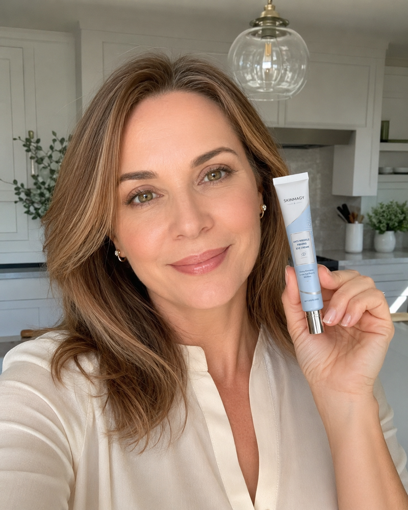 Customer holding instant face product